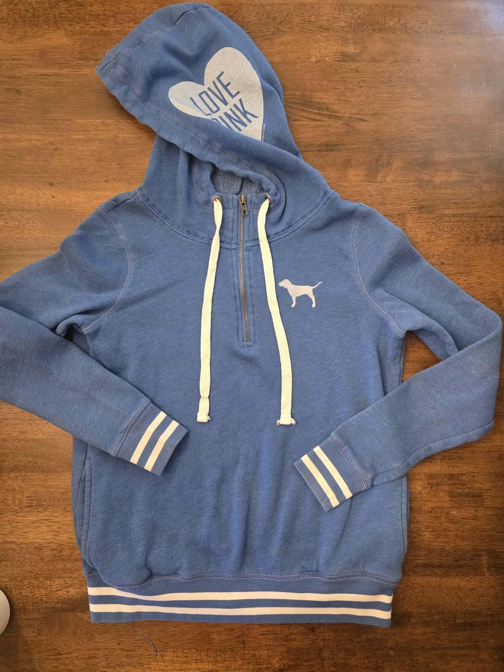 Blue Love Pink Hooded Pullover Sweatshirt